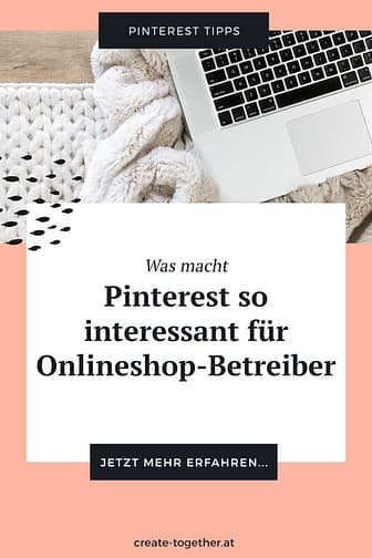 Laptop auf Decke mit Textoverlay "Was macht Pinterest so interessant für Onlineshop-Betreiber"