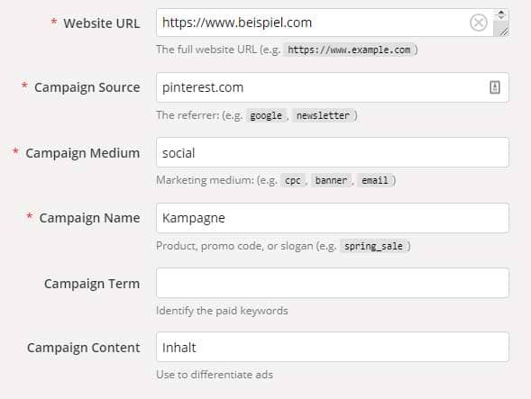 Screenshot Campaign URL Builder